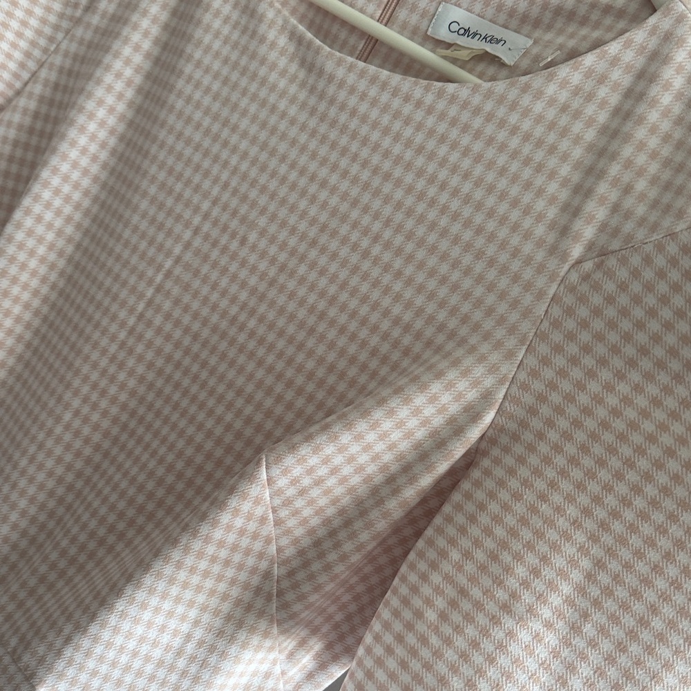 Calvin Klein Soft Pink & White Houndstooth Sheath Jumpsuit - Picture 6 of 13